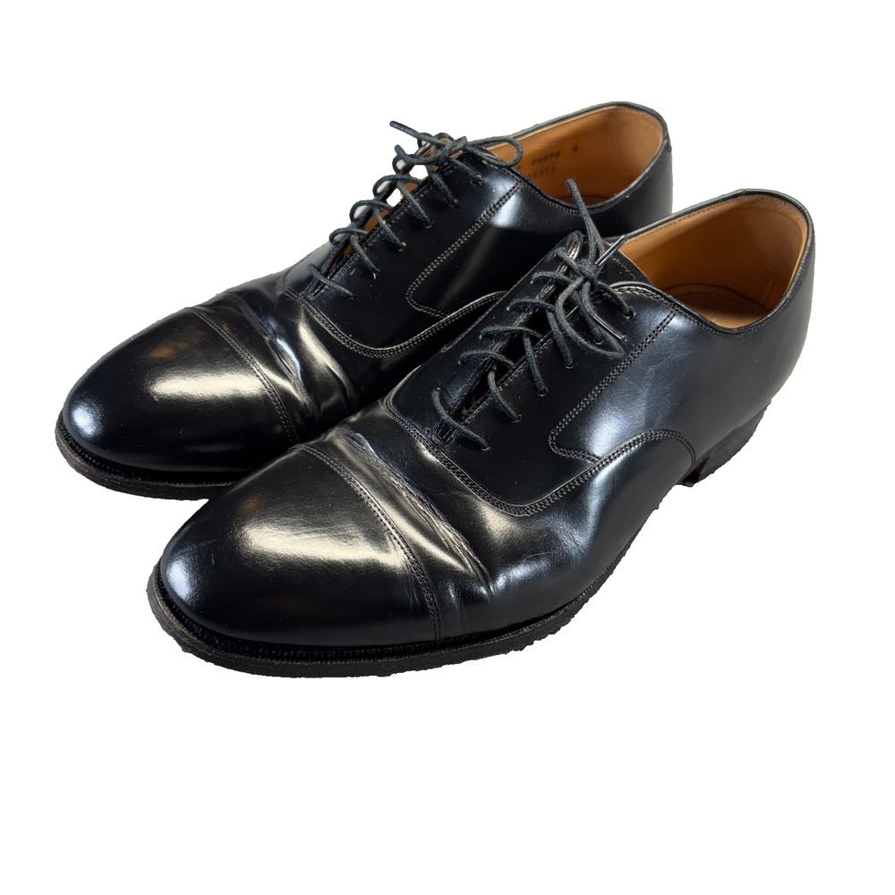 Johnston Murphy Optima Melton Cap Toe Oxford Black Leather Men 9.5D USA